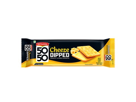 Britannia 5050 Cheeze Dipped Sandwich Biscuit, 150 g