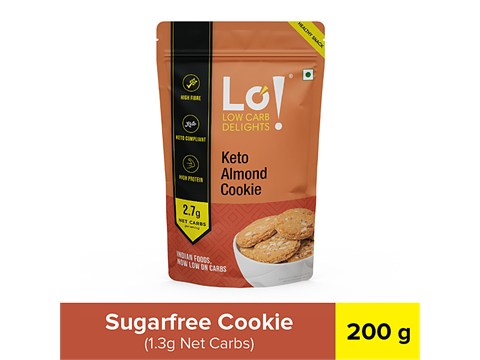LO! Keto Almond Cookies - No Added Sugar, High Protein & Fibre, Low Carb, 200 g
