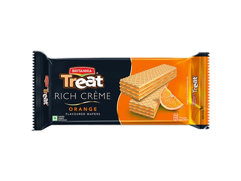 Britannia Treat Rich Creme Orange Flavoured Wafers, 55 g