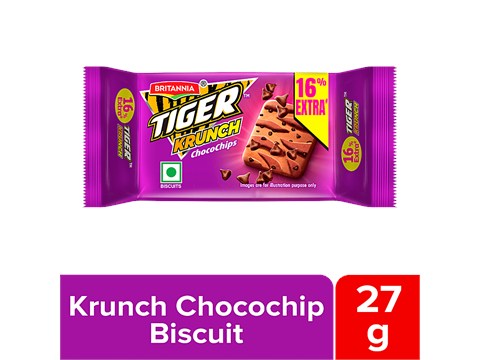 Britannia Tiger Krunch Choco Chips Biscuits, 27 g