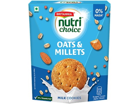 Britannia Nutrichoice Oats & Millets Milk Cookies, 150 g