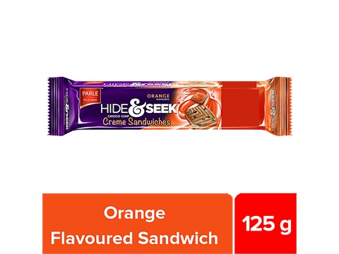 Parle Platina Hide & Seek Orange Flavoured Choco Chip Creme Sandwiches, 100 g