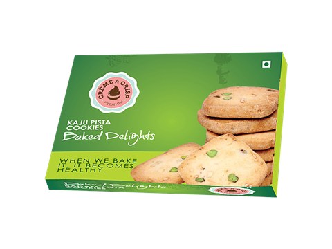Creme N Crisp Kaju Pista Cookies - Baked Delights, Premium, Crunchy Snack, 270 g