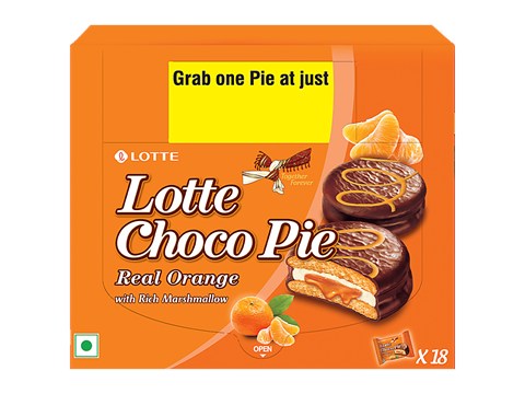 Lotte Lotte Choco Pie - Real Orange, With Rich Marshmallow, 25 g