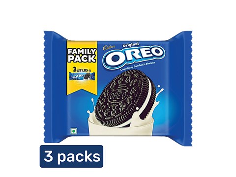 Cadbury Oreo Vanilla Flavour Creme Sandwich Biscuit, 3x275.55 g