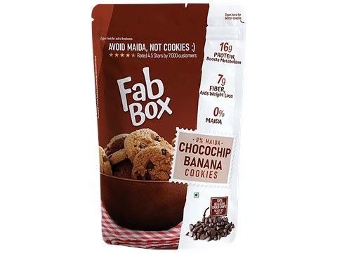 Fabbox Choco Chip Banana Cookies - Whole Wheat Flour, No Maida, Healthy Snack, Premium Quality, 220 g