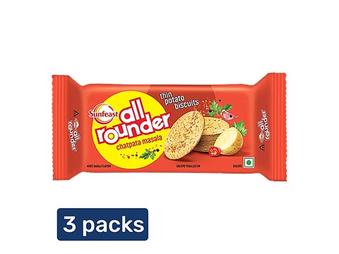 Sunfeast All Rounder - Thin, Light & Crunchy Potato Biscuit With Chatpata Masala Flavour, 28.2 g
