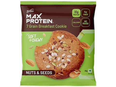 RiteBite Max Protein Nuts & Seeds Cookie - With No Maida, Healthy Biscuit, 7 Grains Protein Snacks, 55 g