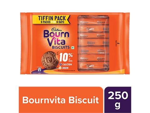 Cadbury Bournvita Biscuits, Tiffin Pack, 250 g