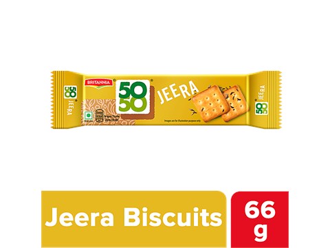 Britannia 50-50 Jeera Biscuit - With Light & Crispy Texture, 66 g