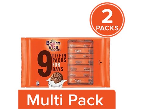 Cadbury Bournvita Biscuits Cadbury Biscuits - Tiffin Pack, 250 g (With 9 Flow Packs) -Pack of 2, 2x250 g