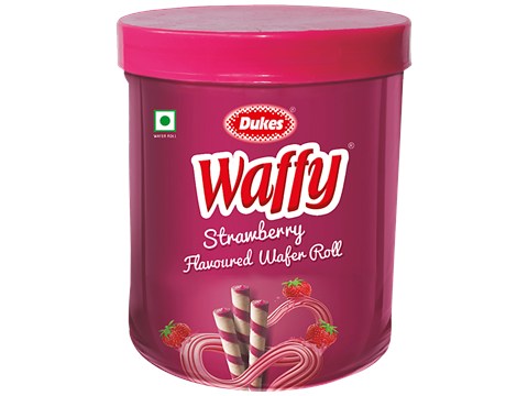 Dukes  Waffy Strawberry Flavoured Wafer Roll, 250 g