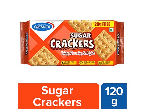 Cremica Sugar Cracker - Tasty, Crunchy & Light Biscuits, 120 g