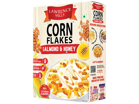 Lawrence Mills Corn Flakes - Almond & Honey, Made With Real Ingredients, High In Fibre, 300 g