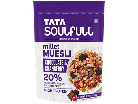 Tata Soulfull Chocolate & Cranberry Millet Muesli With 20% Almonds & Seeds, 500 g