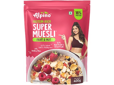 Alpino High Protein Super Muesli - Fruit & Nuts, 400 g