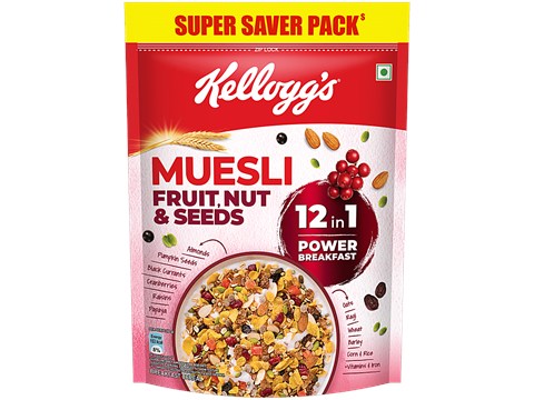 Kellogg's Muesli Fruit, Nut & Seeds 12 In 1 Power Breakfast Cereal, 750 g