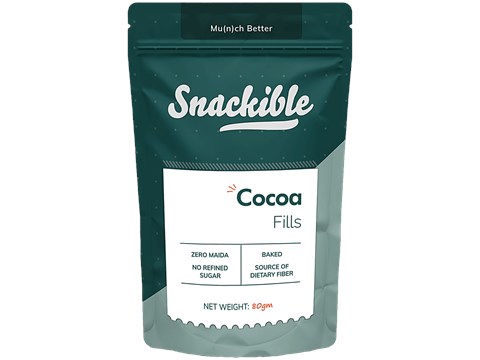 Snackible Cocoa Fills - Baked, Source Of Dietary Fibre, No Refined Sugar, Zero Maida, 90 g
