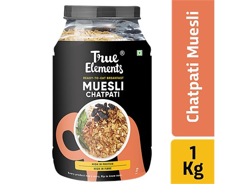 True Elements Chatpati Muesli - Wholegrain Snack, Rich In Plant Protein, 1 kg