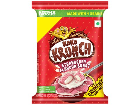 Nestle Koko Krunch Breakfast Cereal - Strawberry Flavour Burst, Crunchy In Warm Milk, 15 g