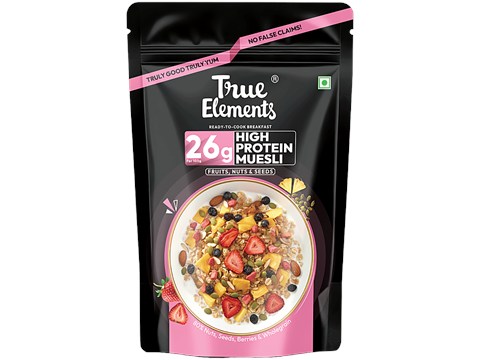 True Elements High Protein Muesli - Fruit, Nuts & Seeds, 400 g