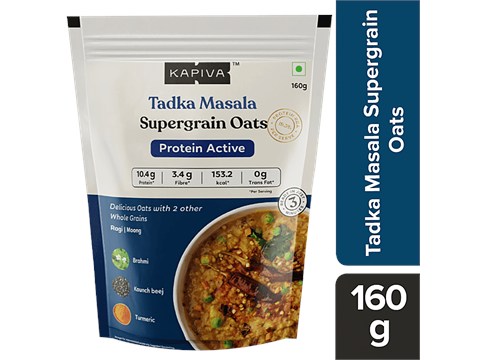 Kapiva Supergrain Oats - Tadka Masala With Ayurvedic Herbs & Whole Grains, 160 g