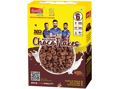 Kwality Choco Flakes - Zero% Maida, With Richness Of Chocolate, Breakfast Cereal, 375 g