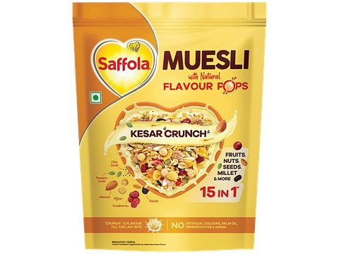Saffola Muesli - Kesar Crunch With Flavour Pops, 450 g