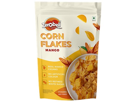 Zerobeli Corn Flakes - With Real Mango Puree, Fibre-Rich Breakfast, 260 g