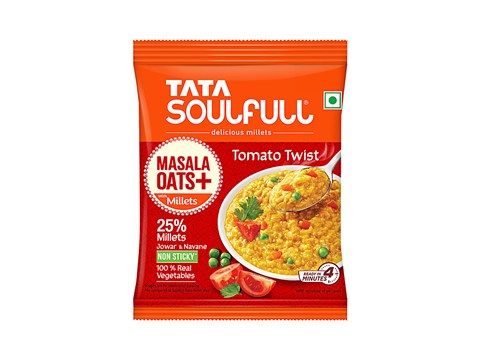 Tata Soulfull Masala Oats+ With 25% Millets, Tomato Twist, Non-Sticky, 33 g