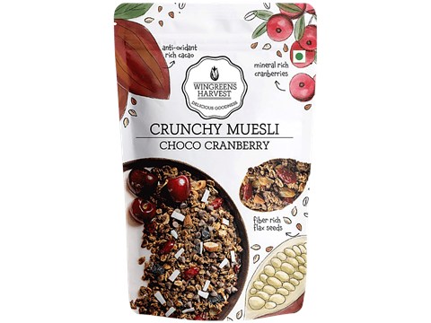 Wingreens Harvest Crunchy Muesli - Cranberry Chocolate, Rich In Protein, No Preservatives, 800 g