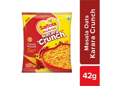 Saffola Masala Oats - Karara Crunch, Classic Masala, Tasty Recipe, 42 g