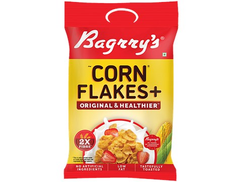 Bagrry's Corn Flakes Plus - Original & Healthier, Low Fat & Cholesterol, High Fibre, Breakfast Cereal, 300 g