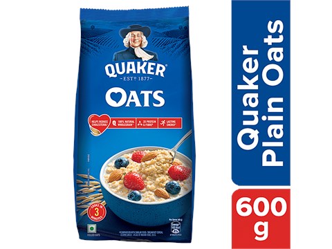 Quaker Oats -Whole Grain, Breakfast Cereal, Rich In Fibre & Calcium, Good For Heart, 600 g