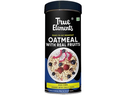 True Elements Whole Oatmeal With Chia & Real Fruits - High Protein & Fibre, 500 g