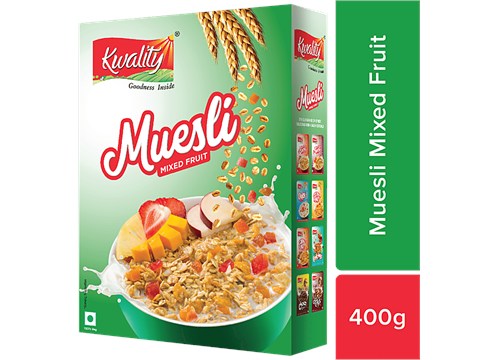 Kwality Muesli Mixed Fruit - Crunchy Breakfast Cereal, 400 g