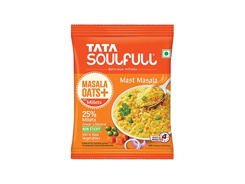 Tata Soulfull Masala Oats+ With 25% Millets, Mast Masala, Non-Sticky, 33 g