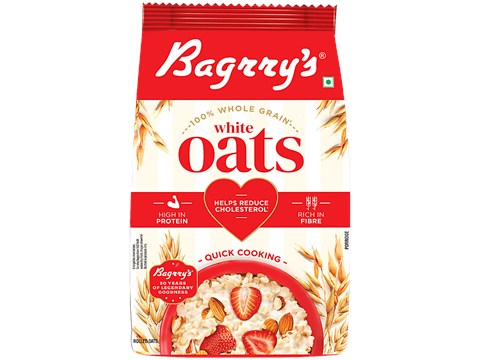Bagrry's Whole Grain White Rolled Oats, 1 kg