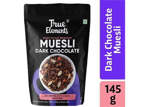 True Elements Dark Chocolate Muesli, 145 g