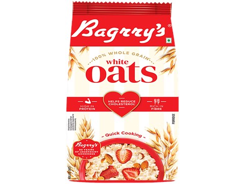 Bagrry's Whole Grain White Rolled Oats, 500 g