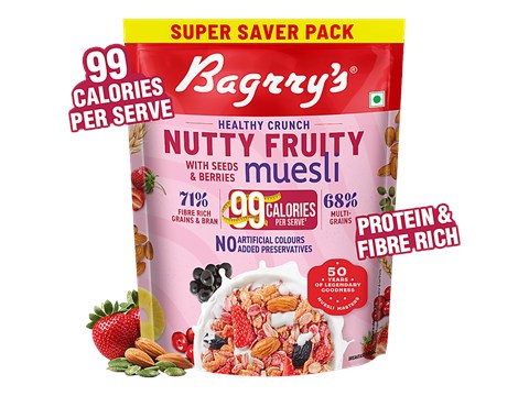 Bagrry's Crunchy Nutty Fruity Muesli With Seeds, Berries, 1 kg