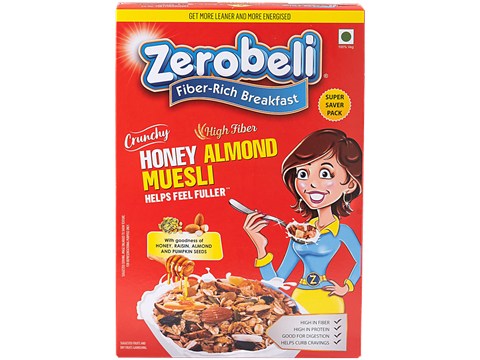 Zerobeli Crunchy Honey Almond Muesli, 425 g