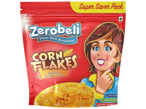 Zerobeli Corn Flakes - Fiber-Rich Breakfast, Crunchy, Zero Cholesterol, 1 kg