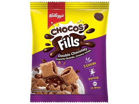 Kellogg's Kellogg`s Chocos Fills - Double Chocolaty  Breakfast Cereal 17 g Pouch, 17 g