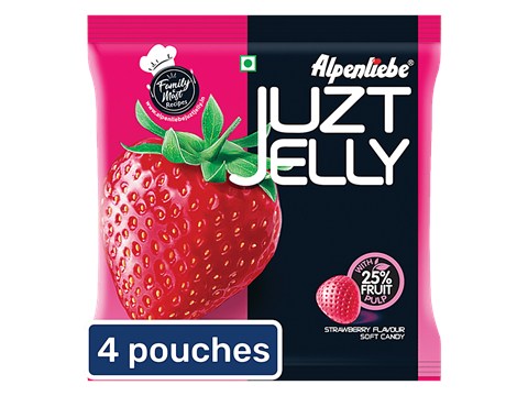 Alpenliebe Juzt Jelly - Strawberry Flavour, 4x140 g