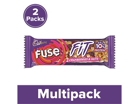 Cadbury Fuse Fuse Fit Snack Bar - With Cranberries & Nuts, 2x41 g
