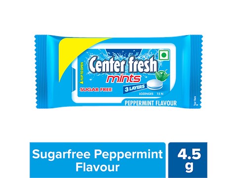 Center Fresh Mints - Peppermint Flavour, Sugar Free, 4.5 g