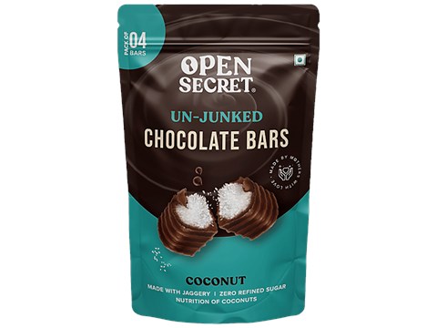 Open Secret Coconut Chocolate Bars - Unjunked, Made With Jaggery & Zero Refined Sugar, 62 g