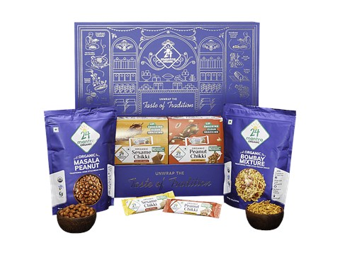 24 Mantra Organic Festive Collections Diwali Gift Box - Snacks & Chikki, 700 g
