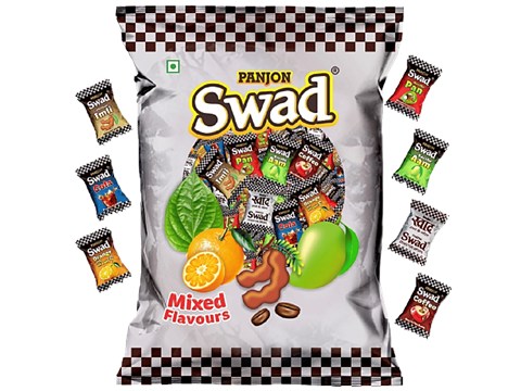 Swad Mix Fruit Assorted Candy - Kaccha Aam, Imli, Orange, Coffee, Cola, Pan Toffee Pack, 180 g
